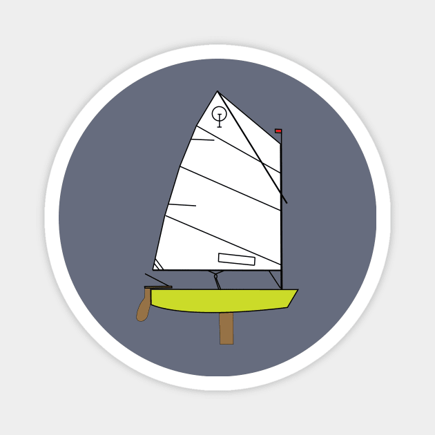 Optimist Sailing Dingy - Light Green Magnet by CHBB